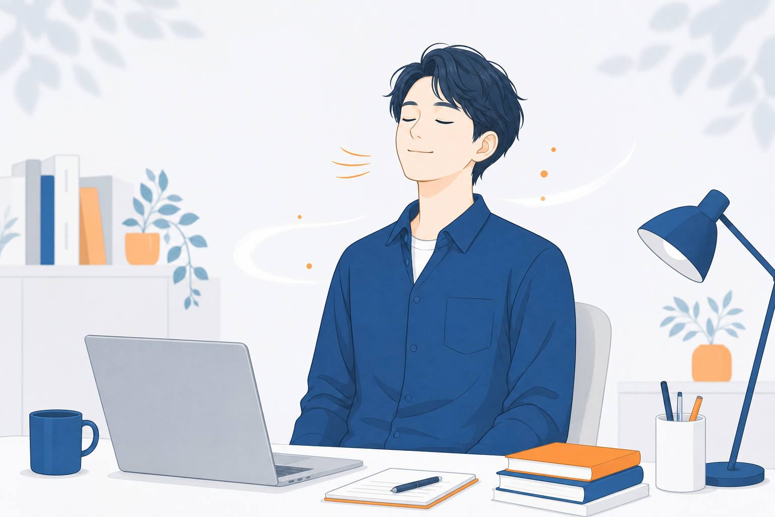 服薬後の頭の感覚を確かめている人のイラスト